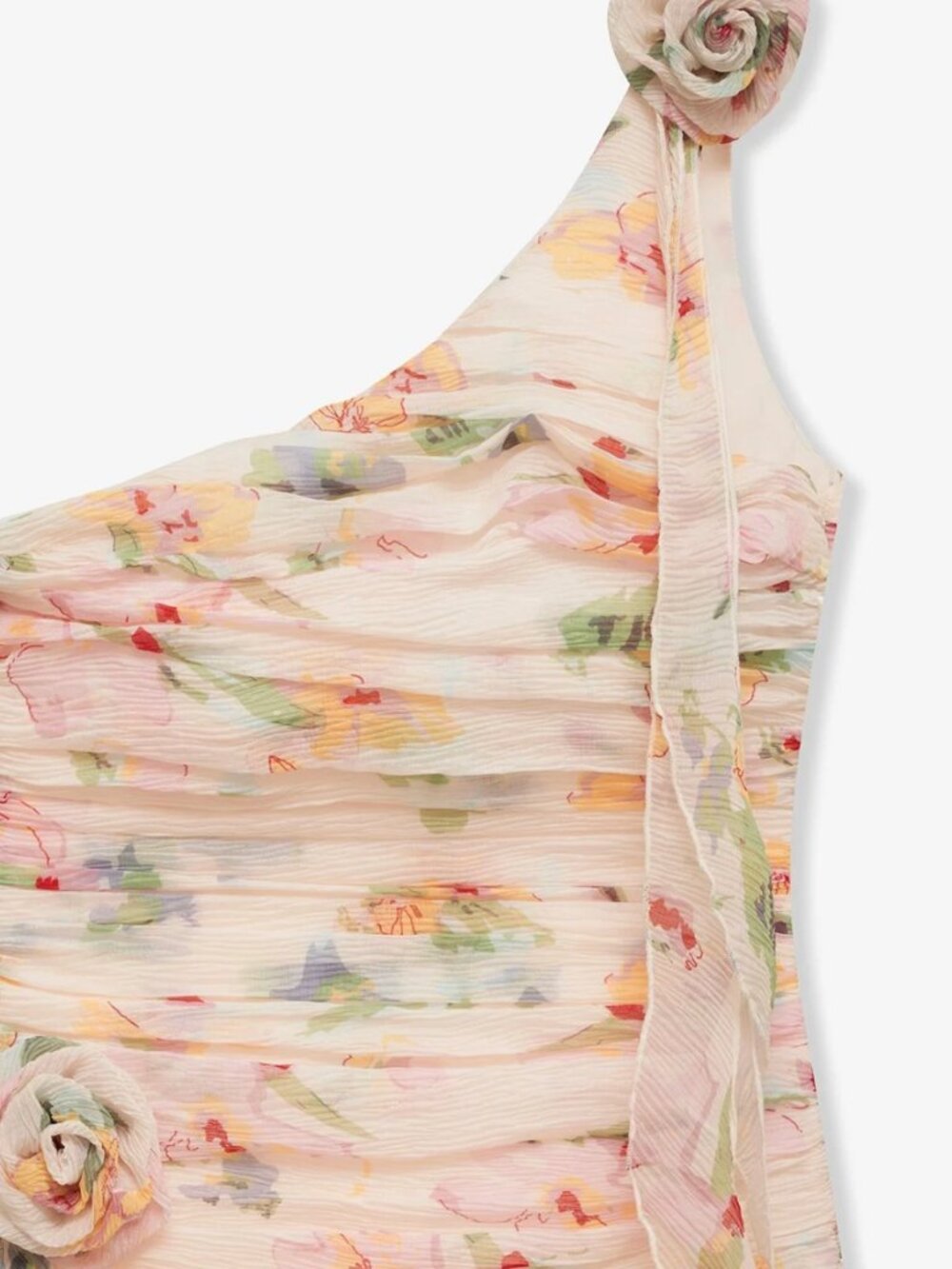 For Love & Lemons Abby One Shoulder Floral Ruched Chiffon Mini Dress M NWT - Picture 8 of 9
